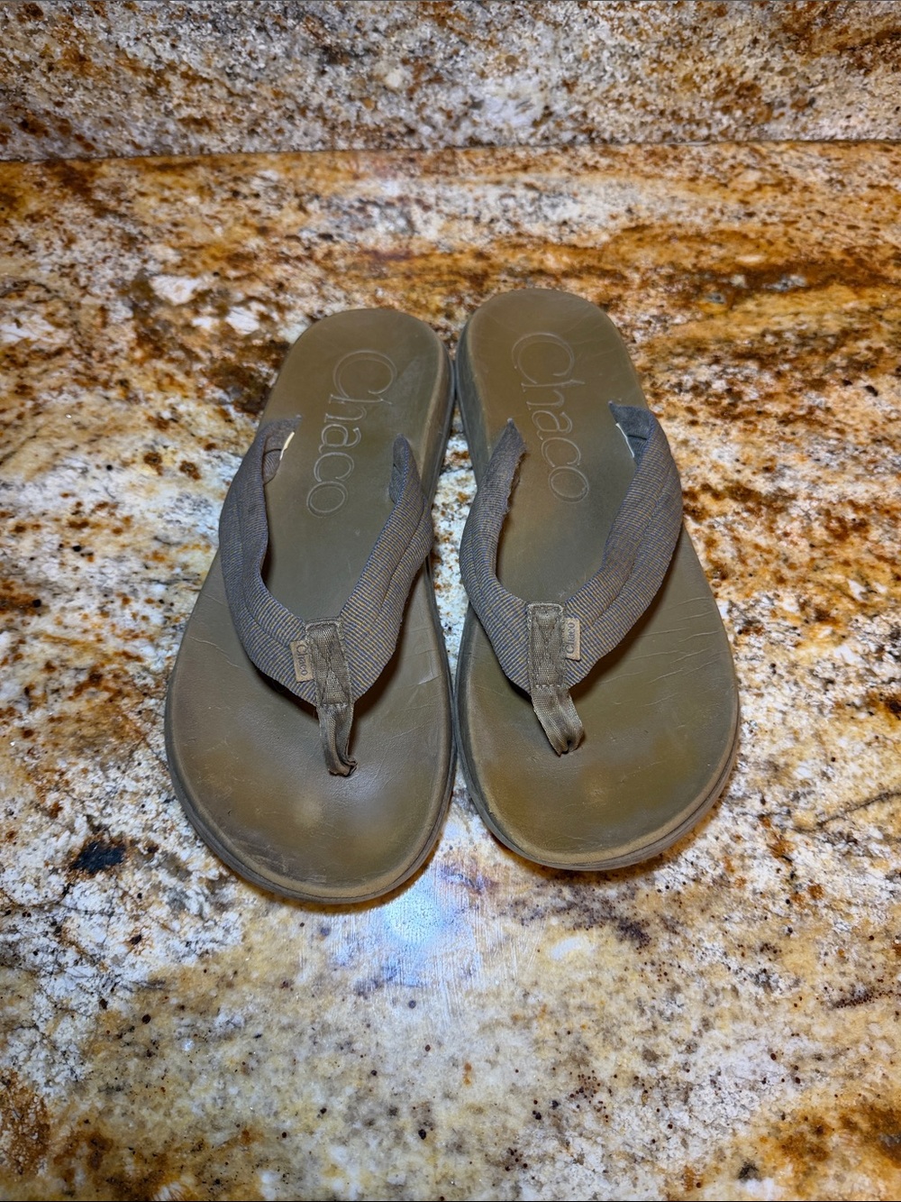 Chaco Brown Canvas Strap Flip-Flops